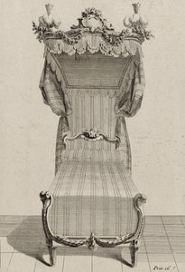 Fransız yatağı, 1770'lerin ortalarında yayınlandı (kağıt üzerine gravür) by Jean Charles (after) Delafosse
