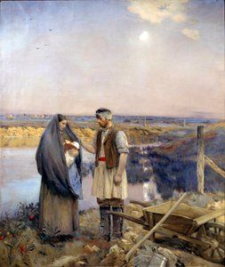Gün köylü bir aile yaptı. Jean Charles Cazin (1841-1901) Sun tarafından tablo. 1,99x1,66 m 1888 Paris, Orsay Müzesi