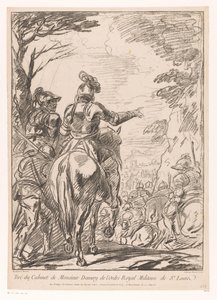 At sırtında iki asker Süvarileri durdur by Jean Charles François
