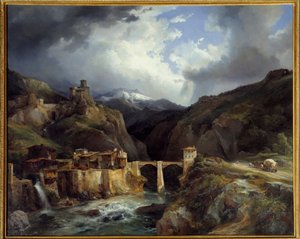 Simplon yolunda Crevola köyü ve köprüsü. Jean Charles Remond