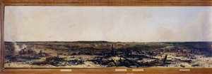 Rusya Seferi: “” 7/09/1812 Moskova Savaşı Panoraması””. Moskova Savaşı (ayrıca Borodino Savaşı) Fransız Napolyon I Bonaparte (1769-1821) ile Mikhail Golenichchev Kutuzov (Golenishchev) liderliğindeki Rus imparatorluk ordusu arasında