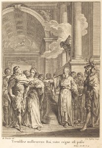 Titreme mutsuz kral, saltanatın geçti by Jean Charles Levasseur after Hubert François Gravelot