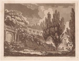 İtalyan Bahçesindeki Merdivenler, 1766. by Jean Claude Richard Saint Non
