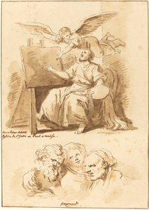 Aziz Luke Şövalesinde ve Dört Etkileyici Başta by Jean Claude Richard de Saint Non after Jean Honoré Fragonard after Andrea Celesti