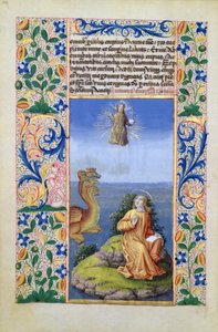 Bayan Lat. QvI126 f.96v St. John the Evangelist, Patmos Adası'nda, Louis dOrleans'ın Saatleri Kitabından, 1469 by Jean Colombe