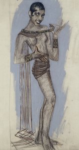 Josephine Baker - Önemli bir lake panel için maket, c.1927 (kağıt üzerine kurşun kalem) by Jean Dunand