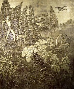 Av; La Chasse, c. 1934 (yaldızlı ve cilalı ahşap) by Jean Dunand