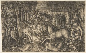 Tek Boynuzlu At Serisinden Bir Tekboynuz Tarafından Takip Edilen Kral, ca. 1555. by Jean Duvet