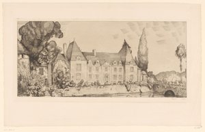 Su üzerinde bir kale manzarası Vue du château de Villaines