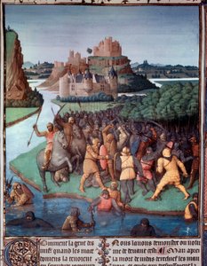 Yahudiler ve Makedonlar arasındaki savaş Jean Fouquet (1420-1481) tarafından “Eski Yahudilerin Kitabı”ndan (Yahudi Eski Eserleri) alınan minyatür 15. yüzyıl Paris, B.N. by Jean Fouquet