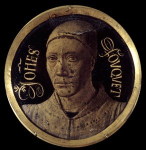 Jean Fouquet (1420-1477/1481) tarafından e-postayla gönderilen Notre-Dame de Melun Minyatür resminin diptikinden otoportre 15. yüzyıl Diam. 0,068 m