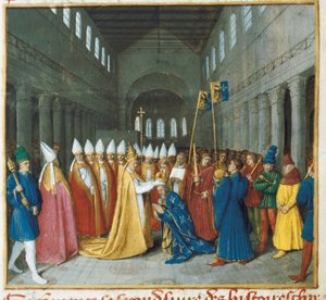 Charlemagne'nin taç giyme töreni, c.1460 (minyatür)