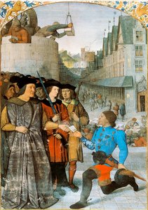Rochechouart Vikontu bir kraliyet elçisini kabul ediyor. Jean Fouquet (1420-1481) tarafından "Fransa
