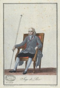 Adaletin Adaleti, Alix tarafından Fransız Directoire kostümleri üzerine bir kitaptan oyulmuş (renkli gravür) by Jean Francois Garneray