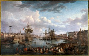 18. yüzyılda Brest limanının görünümü Jean-Francois Hue (1751-1823) 18. yüzyıl tablosu