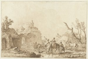 Kapıdaki yolcular peyzaj by Jean Francois Janinet
