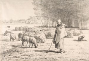 Sürüsüyle Bir Çoban by Jean Francois Millet