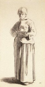 Kupa Tutan Ayakta Duran Kadın, c.1852-56 by Jean Francois Millet