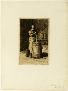 çalkalanan bir kadın by Jean Francois Millet
