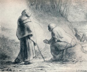 Bergeres Se Chauffant, Ateşteki Çobanlar, 19. yüzyıl by Jean Francois Millet