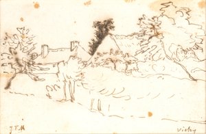Ağaçlar arasında bir çiftlik, Vichy (Allier) by Jean Francois Millet