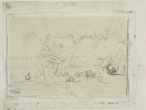 Çiftlik bahçesinde kazlar by Jean Francois Millet