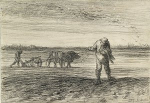 Çiftçilik ve başka bir ekim, 1849-1852 by Jean Francois Millet