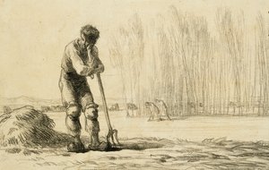 Direğe Yaslanmış Köylü, by Jean Francois Millet