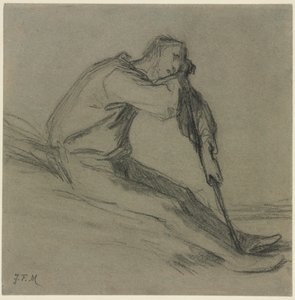 Bir Çapa üzerinde Oturan Köylü by Jean Francois Millet