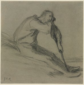 Bir Çapa üzerinde Oturan Köylü. by Jean Francois Millet