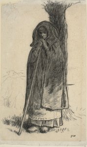 Bir ağaca yaslanmış çoban by Jean Francois Millet
