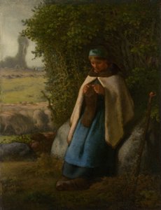 Kayanın Üzerinde Oturan Çoban, 1856. by Jean Francois Millet