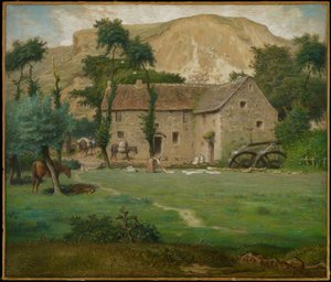 Çiftlik Evi, c.1867-69 (dokuma kağıt üzerine pastel, gemiye yerleştirilmiş) by Jean Francois Millet