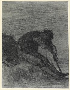 Yorgun Haymaker (kağıt üzerinde siyah tebeşir) by Jean Francois Millet