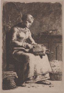 The Wool Carder, c.1856 (gravür) by Jean Francois Millet