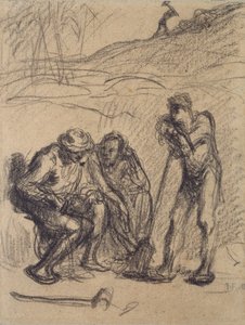 Üç Köylü, biri Maçaya yaslanmış, dinleniyor, c1850-1851 by Jean Francois Millet