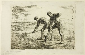 iki adam kazma by Jean Francois Millet