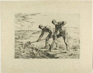 iki adam kazma by Jean Francois Millet