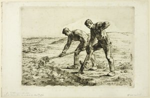 iki adam kazma by Jean Francois Millet