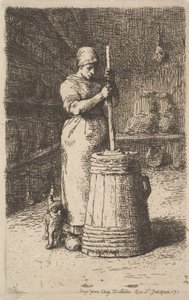 Tereyağı Çalkalayan Kadın, 1855-56 by Jean Francois Millet
