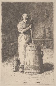 Kadın Çalkalama Yağı, c.1855-56 (gravür) by Jean Francois Millet