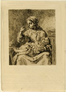 çocuğunu besleyen kadın by Jean Francois Millet