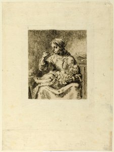 çocuğunu besleyen kadın by Jean Francois Millet