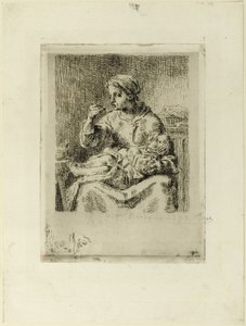 çocuğunu besleyen kadın by Jean Francois Millet