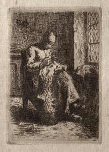 Kadın Dikiş. by Jean Francois Millet