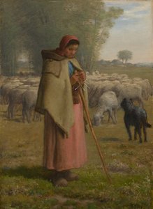 Koyunlarını Koruyan Genç Kız, 1860-?62 dolayları by Jean Francois Millet