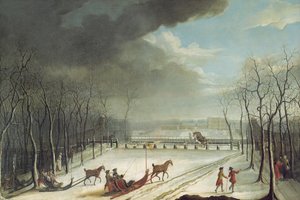 The Prince of Conde Hunting in a Sleigh in 1767  by Jean Francois Perdrix