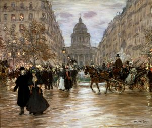 Boulevard Saint-Michel, 19. yüzyılın sonları veya 20. yüzyılın başlarında.