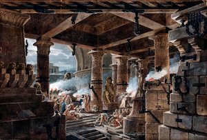 Architectural Fantasy: bir Mısır tapınağının iç görünümü - Architectural Fantasy - Jean Francois Thomas de Thomon tarafından bir Mısır tapınağının iç görünümü by Jean François Thomas de Thomon