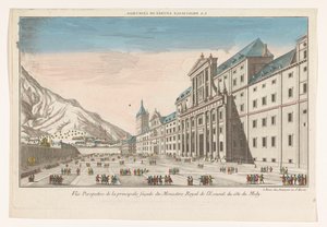 Güneyden görülen Madrid şehri yakınlarındaki El Escorial manastır kompleksinin görünümü l